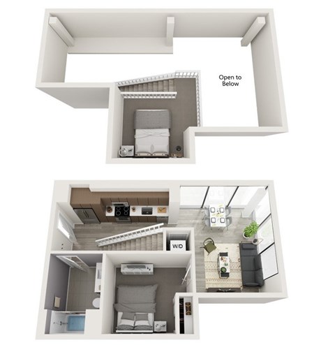 Floor plan for 1 bed, 1 bath, 782 sqft